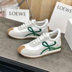 Loewe Ballet Runner Sneaker Women Nylon and Calfskin In Grey/Green