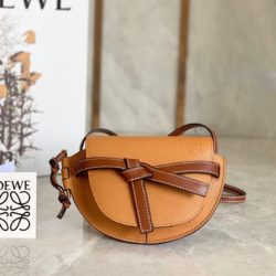 Loewe Mini Gate Bag Grained Calfskin In Camel