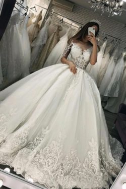 Elegante Brautkleider Mit armel | Hochzeitskleider Prinzessin | Babyonlinedress.de
