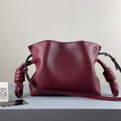 Loewe Mini Flamenco Clutch Nappa Calfskin In Burgundy