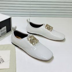 Loewe Anagram Soft Derby Women Patent Calfskin In White