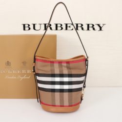 Burberry Vintage Check Canvas Bucket Bag In Brown