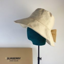 Burberry Bow Cotton Bucket Hat Beige