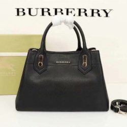 Burberry Medium Leather Top Handle Bag In Black