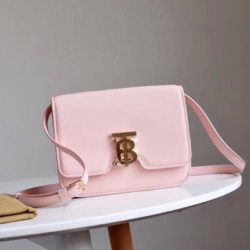 Burberry Small Leather TB Bag In Pink