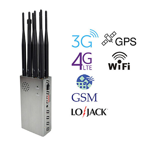 Portable 8 Antennas Cell Phone Jammers With 2g 3G 4G And LOJACK GPS WIFI Signals