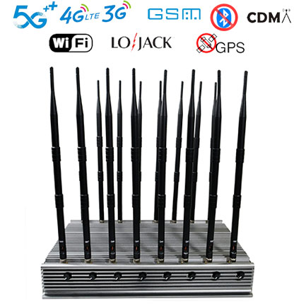 Desktop 16 Bands Cellphone 2G 3G 4G 5G Jammer WIFI GPS LOJACK UHF VHF Signal Blockers