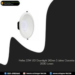 Helles 22W LED Downlight 240mm 5 Jahre Garantie 2000 Lumen