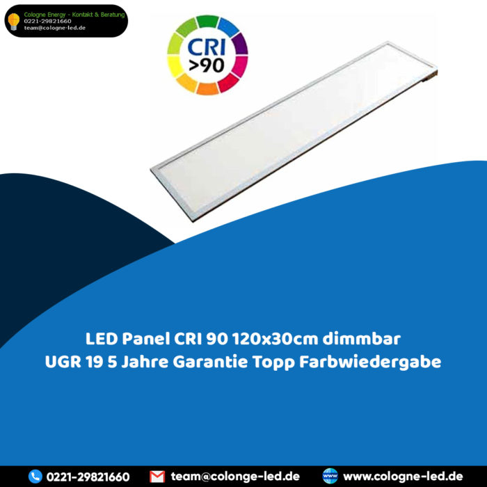 LED Panel CRI 90 120x30cm dimmbar UGR 19 5 Jahre Garantie Topp Farbwiedergabe