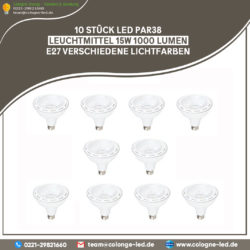 10 Stück LED PAR38 Leuchtmittel 15W 1000 Lumen E27 verschiedene Lichtfarben