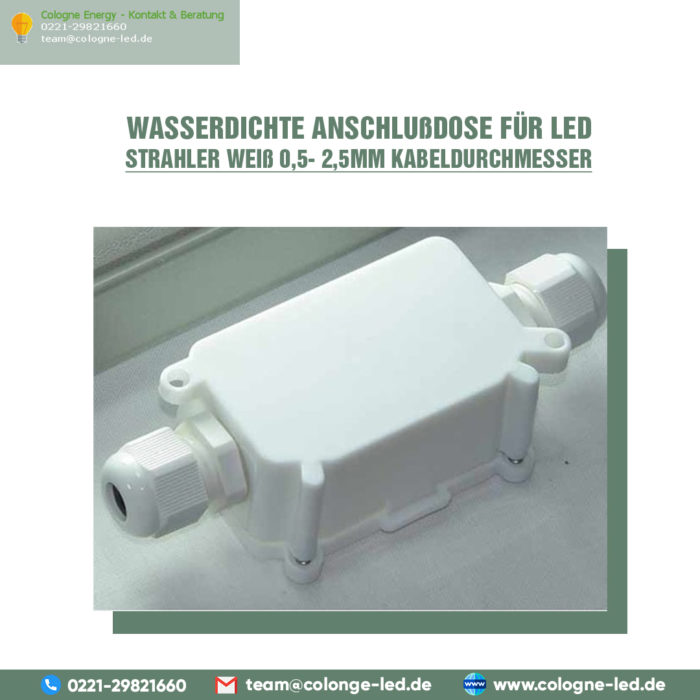 Wasserdichte Anschlußdose für LED Strahler weiß 0,5- 2,5mm Kabeldurchmesser
