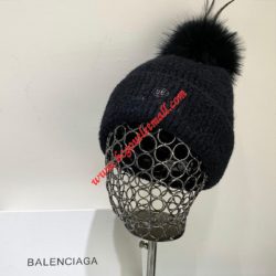 Balenciaga Rabbit Fur Knitted Hat In Black