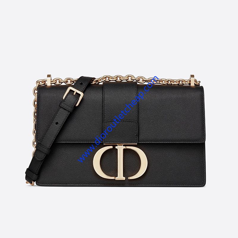 Dior 30 Montaigne Chain Bag Grained Calfskin Black