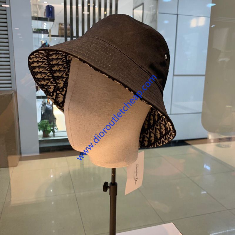 Dior Teddy Bucket Hat Oblique Cotton Black