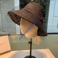 Dior Teddy Bucket Hat Oblique Cotton With Veil Black