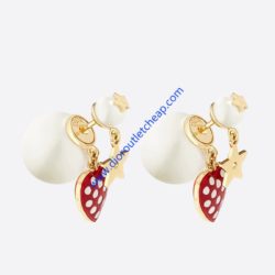 Dior Tribales Dioramour Earrings Metal, White Resin Pearls and Red Lacquer with White Polka Dots ...