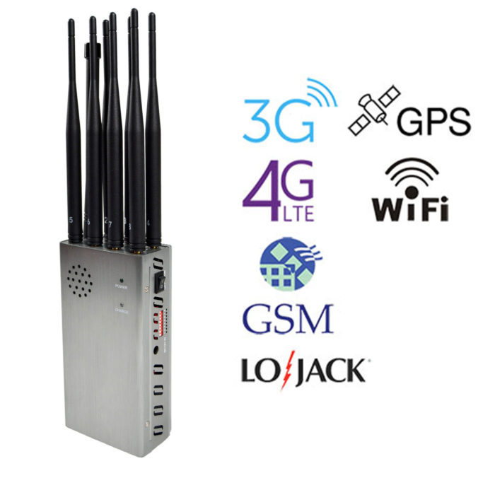 Portable 8 Antennas Cell Phone Jammers With 2g 3G 4G And LOJACK GPS WIFI Signals