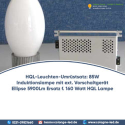 HQL-Leuchten-Umrüstsatz: 85W Induktionslampe mit ext. Vorschaltgerät Ellipse 5900Lm Ersatz f. 16 ...