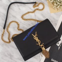 Saint Laurent Kate Chain and Tassel Wallet In Leather Black