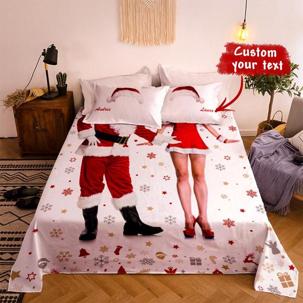 Custom Double Bedding Christmas Duvet Cover Set Personalized Santa Claus Style Christmas Gift