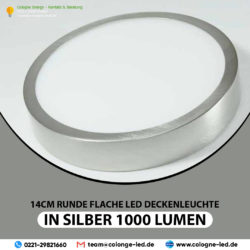 14cm runde flache LED Deckenleuchte in silber 1000 Lumen