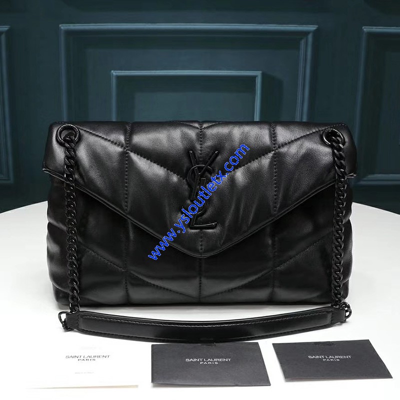 Saint Laurent Small Loulou Puffer Bag In Quilted Lambskin Black