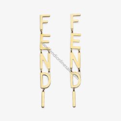 Fendi Signature Drop Earrings In Metal Gold