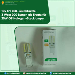 10x G9 LED-Leuchtmittel 3 Watt 200 Lumen als Ersatz für 25W G9 Halogen-Stecklampe