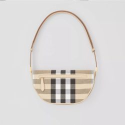 Burberry Small Check Canvas And Leather Olympia Bag Beige