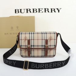 Burberry Vintage Small Check Leather Messenger Bag Beige