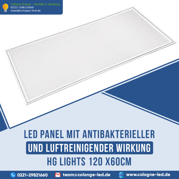 LED Panel mit antibakterieller und luftreinigender Wirkung HG Lights 120 x60cm