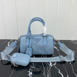 Prada 1BA846 Saffiano Leather Tote Bag In Blue