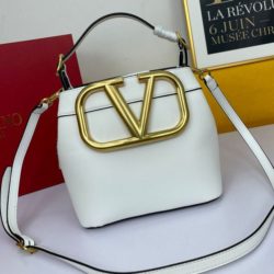 Valentino Garavani Small Vsling Calfskin Handbag White