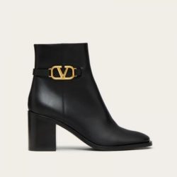 Valentino Garavani VLogo Signature Calfskin Ankle Boots Women Black