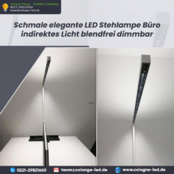 Schmale elegante LED Stehlampe Büro indirektes Licht blendfrei dimmbar