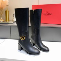 Valentino Garavani Grained Calfskin Boots With Vlogo Women Black