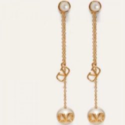 Valentino Garavani VLogo Signature Metal Earrings With Pearls Gold