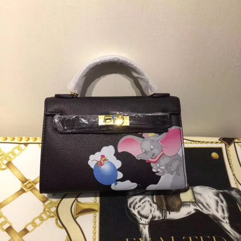 Hermes Kelly Mini Dumbo Bag Togo Leather Gold Hardware In Black