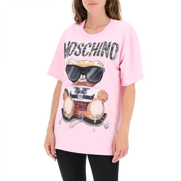 Moschino Mixed Teddy Bear Women Short Sleeves T-Shirt Pink