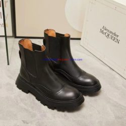 Alexander Mcqueen Wander Chelsea Boots with Shiny Calf Leather Black