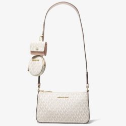 MICHAEL Michael Kors Jet Set Travel Small Logo Shoulder Bag with Pouches White/Pink
