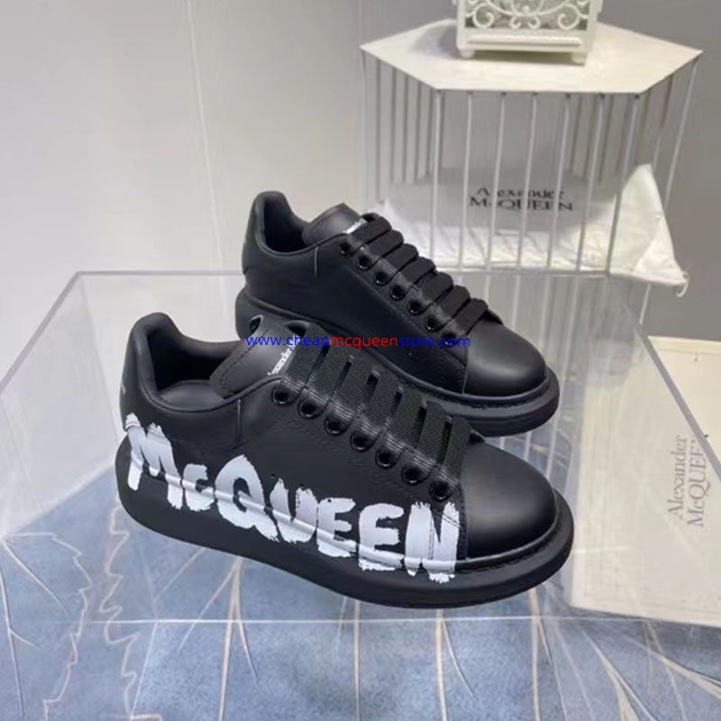 Alexander Mcqueen Oversized Sneakers with Graffiti Logo Black
