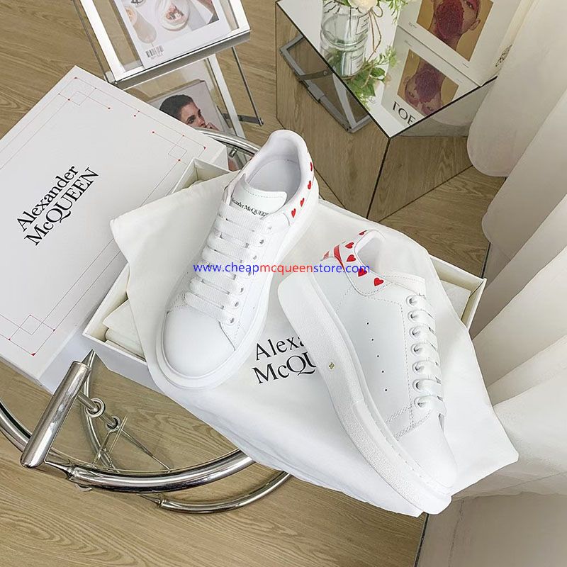 Alexander Mcqueen Oversized Sneakers with Heart Print White