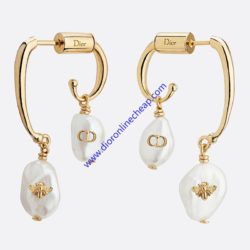 Dior Perles de Desir Earrings with White Pearl CD Bee Gold