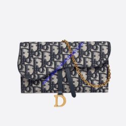 Dior Saddle Wallet Oblique Jacquard Blue