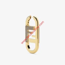 Fendi Large O’Lock Earrings In Crystal Metal Gold