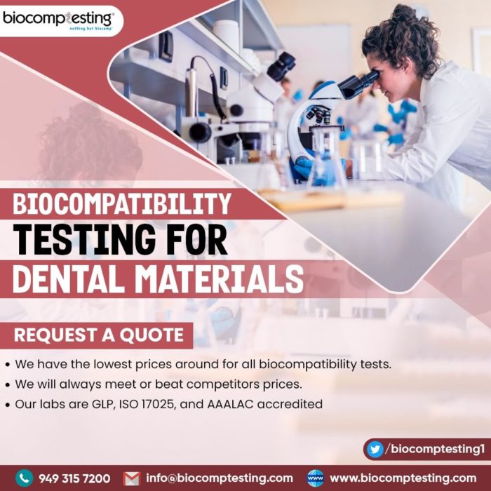Biocompatibility testing for dental materials