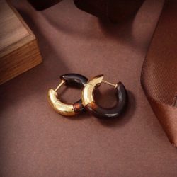 Bottega Veneta Essentials Earrings In Metal and Resin Coffee