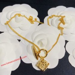 Loewe Anagram Pendant Necklace In Metal Gold