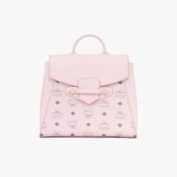 MCM Small Essential Backpack In Visetos Original Light Pink